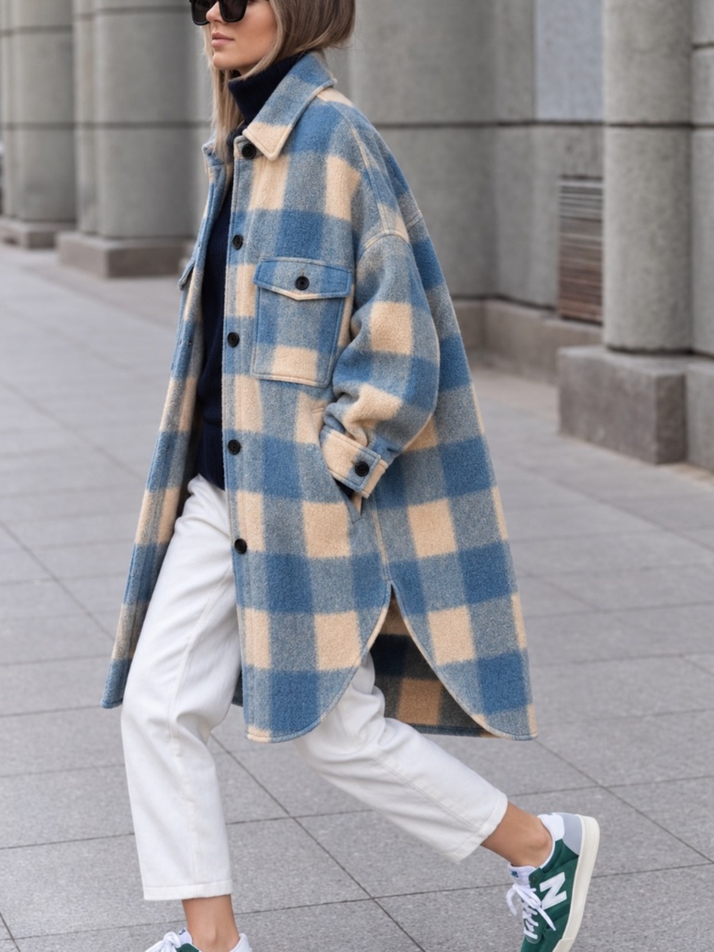NWT Isabel Marant Étoile Fontizi Blue Cream Plaid Coat – Size T1 - Picture 14 of 14